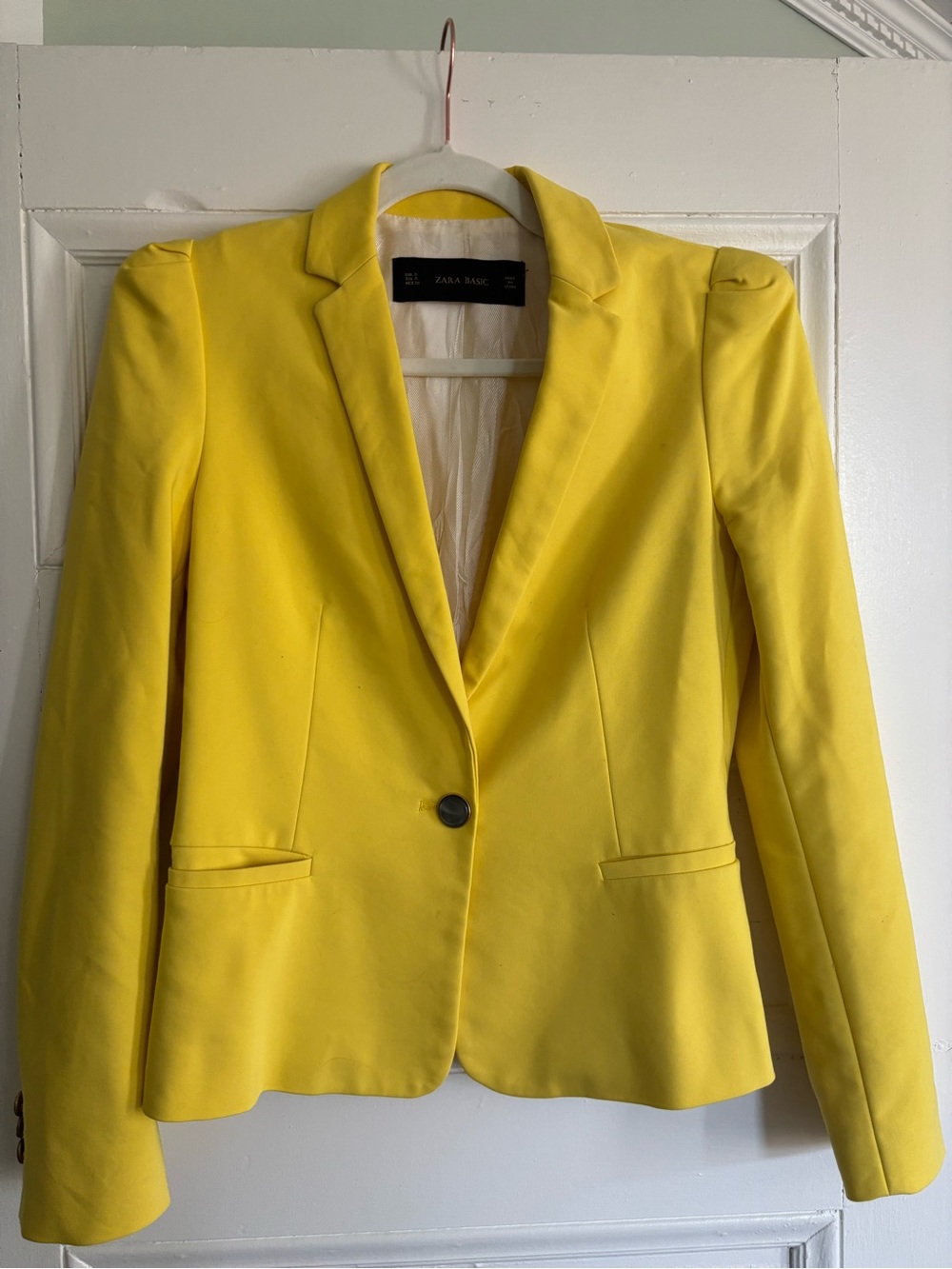 Zara Bright Yellow Single-Button Tailored Blazer